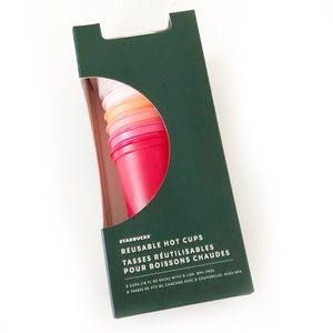 STARBUCKS 2019 Red Pink Ombré Reusable Hot Cup Set